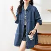 Vestido chaqueta de mezclilla para mujer, primavera y otoño, talla petite, talla grande, vestido talla grande, nuevo estilo delgado de principios de verano 2025