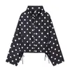 Ropa de mujer de manga larga con lunares para comercio exterior, estilo europeo y americano, chaqueta casual de corte holgado con cuello alto, versátil al por mayor ZR