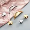 Manija de Armario de Lujo Ligero de Cobre Puro Dorado Hebilla de Concha de Cajón Manija Redonda de un Solo Agujero Cromada Manija de Gabinete Francés Totalmente de Cobre