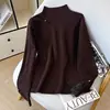 Suéter de Tricô Elegante com Design Vazado, Gola Meia-Alta, Manga Longa 2026 Outono/Inverno, Top Versátil Macio e Confortável A9697