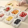 Cesta de drenaje de doble capa y caja de conservación de alimentos, contenedor de almacenamiento de cocina de gran capacidad para uso doméstico, caja selladora para refrigerador y congelador, cesta de drenaje y caja de conservación de alimentos