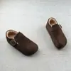 Novo Modelo~ Couro Genuíno com Forro de Lã, Quente, Aumenta a Altura, Sola Grossa Estilo Birkenstock, Sapatos de Algodão Antiderrapantes para o Inverno 2026, Mocassins