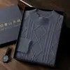 Suéter de cachemira grueso jacquard de cuello medio para hombre, cachemira de cabra, camiseta base de lana simple y versátil para otoño e invierno, tejido suelto