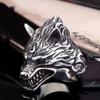 Europa y Estados Unidos comercio exterior transfronterizo joyería plata tailandesa estado de ataque cabeza de lobo tridimensional metal pesado rock hipster anillo de apertura