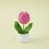 Flor de Lana Tejida a Mano y Ganchillo Girasoles y Tulipanes Plantas en Maceta para Oficina Fábrica de Origen Productos Terminados Venta al por Mayor Transfronteriza