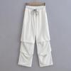 Calça macacão feminina Spice Girls Europeia e Americana com cintura elástica, pregas pinçadas, visual slim, perna reta, perna larga, calça casual