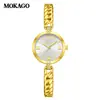 Mokago relógio feminino versátil temperamento mostrador madrepérola pulseira de metal relógio incrustado com strass formato de coração moderno relógio de quartzo atacado