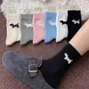 Calcetines lindos de cachorro de dibujos animados para mujer, nuevos calcetines de algodón puro de media pantorrilla para primavera/verano, calcetines blancos holgados de estilo coreano de moda