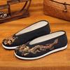 Zapatos de Tela Old Beijing Suela Blanda Bordados Chinos para Hombre Zapatos para Hombre Estilo Chino Vintage Dragón Amarillo Dragón Negro Boca Redonda Zapatos de Tela Viejos
