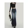 Jeans Azules Oscuros Micro-Campana para Mujer, Estilo Otoño e Invierno, Pantalones Ajustados de Cintura Alta Adelgazantes Bootcut, Modelo Nuevo 2025 Pantalones de Campana