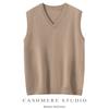 Venta al por mayor de fábrica Hilo Consinee Elegante 100% Cachemira Pura Chaleco de Cuello V Chaleco para Hombre Suéter Casual Holgado Hombre