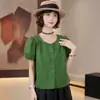 Diseño de Nicho, Camisa Casual y Versátil con Mangas Abullonadas para Mujer, Nuevo Top Delgado y Bonito Verano 2025