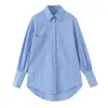 Comércio Exterior Transfronteiriço Moda Feminina Outono e Inverno 2025 Estilo Europeu e Americano Camisa Casual de Botão Único Listrada Estilo Retro Francês para Mulheres