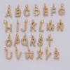 Jiefeng Acero Inoxidable Estilo Europeo y Americano Nudo de Amor Collar Pulsera Colgante de 26 Letras DIY Nudo de Corazón Cadena Cubana Chapada con Oro Real