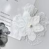 Encaje de cuentas de flores tridimensionales para vestido infantil, flor decorativa, bordado a mano, tocado de encaje, accesorios para el cabello, material