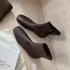 Versão em pele de ovelha~3CM de elevação interna, botins de bico quadrado para mulheres, novos botins nude estilo francês 2026, botins elásticos afinadores para o tornozelo
