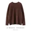 Novo Estilo Suéter de Cashmere Puro Cashmere Escovado com Gola Redonda Solta Camada Base para Mulheres, Espessado para Aquecimento de Inverno, Adequado para Roupa Externa