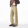 Calça Cimitarra Retrô Americana Tendência Izexx Masculina Reta Casual Roupa de Trabalho Estilo Old Money Algodão Puro Perna Larga Longa