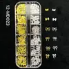 Caixa com 12 Compartimentos para Nail Art, Rebite, Joia, Concha do Mar, Estrela do Mar, Rebite para Nail Art, Estrela, Laço, Decoração de Metal para Unhas
