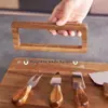 Cubiertos de bambú, cuchillo y tenedor, tabla para pan y bistec, tabla de cortar, plato gourmet, tabla de quesos, tabla de madera de bambú, juego de bambú, tabla de cortar