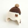 Outono e Inverno Novo Chapéu Fofo com Bordado de Urso para Proteção de Orelhas Chapéu Quente Tricotado para Exterior para Meninos e Meninas Chapéu de Lã Infantil para Bebês