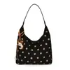 Bolso de mano de ante con lunares estilo coreano 2026 para mujer, retro, gran capacidad, bolso de hombro casual, versátil para ir al trabajo y uso diario