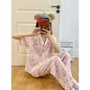 Pijama de Algodón Nube para Mujer, Verano Lindo Conejo de Dibujos Animados Manga Corta Pantalón Largo, Talla Grande Holgado Conjunto de Hogar de Verano