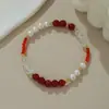 Pulseira de Pérola de Água Doce Natural Pulseira Elástica de Cinábrio Pulseira de Cristal de Ágata Atacado Fábrica Design Original