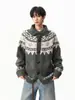 Suéter Abrigo de Punto Fair Isle con Botones de Cuerno en Solapa para Hombre Mujer Invierno Diseño con Sentido Bloque de Color Cárdigan Chaqueta de Punto Engrosada