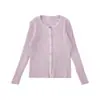 Suéter Feminino Wulibu Verão Novo Estilo Coreano Cardigã de Tricô Infantil Fresco Respirável Casual Jaqueta de Verão