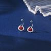 Pendientes de Plata Pura S999 con Cinnabario Candado de la Fortuna Pendientes de Año Nuevo 2025 Año del Serpiente para Mujer, Tachuelas de Año Zodiacal, Tipo Tornillo Colgante