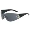 2024 nuevo gafas de sol de una pieza con estrella transfronterizas personalidad europea y americana moda Y2K gafas de sol de una pieza de cuatro puntas para mujer