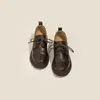 Versión de Piel de Oveja~Mocasines Retro de Tacón Alto para Mujer, Zapatos de Cordones de Cuero Genuino Color Negro, Zapatos con Tacón Grueso que Aumentan la Altura para Mujeres Bajitas