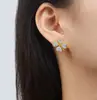 Estilo Minimalista Francês, Conjunto de Joias Elegante e em Camadas com Design Incrustado e Pingente de Flor de Quatro Folhas, Conjunto de Joias de Aço Titânio