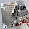Pacote de Adesivos Decorativos Mosaico de Aço Inoxidável Metal Prata Escovado Superfície Espelhada para Pilares Balcões de Bar Paredes de Fundo de Restaurante