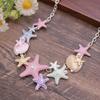 Popular Transfronteiriço Colorido Pintado Óleo Concha Estrela-do-Mar Colar Pequeno Fresco Doce Fofo Versátil Colar de Estrela-do-Mar para Mulheres