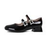 Sapatos Mary Jane Salto Grosso Ak-9 Huide Yixinda para Mulheres 2025 Primavera/Verão Novo Bico Baixo Calçados Slip-On com Strass