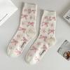 Meias Miu Style de Bolinhas com Laço de Renda Fungo Meias Femininas de Meia Panturrilha com Boca Bolha Algodão Primavera e Verão Finas Estilo Japonês Estilo Fofo