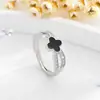 Anillo de Trébol de Cuatro Hojas Transfronterizo Todo Fósforo Moda Abierto Anillo de Dedo Ajustable Cobre Chapado en Oro 14K Zirconio Anillo de Dedo de Gota de Aceite