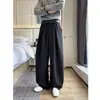 Calça Masculina de Outono Estilo Old Money Plissada de Perna Larga, Caimento Reto Solto, Tamanho Grande, Calça Casual para Terno