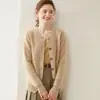 Moda suéter de cachemira grueso de punto fino con cuello redondo para mujer, adelgazante, para commuting, otoño e invierno, abrigo de punto nuevo