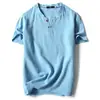 Camiseta de Manga Corta Japonesa de Verano para Hombre Vintage de Algodón y Lino de Media Manga Tendencia para Hombre Delgada de Manga Corta Popular en Internet Mismo Estilo