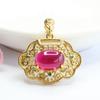 Pingente Cadeado Ruyi de Corindo Vermelho Guan Yu Colar de Rubi Cultivado Vintage Atacado de Fábrica Dropshipping S4011607