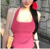 Camiseta de Tirantes Minimalista de Alta Gama para Mujer 2026 Verano Nuevo Estilo Puro Deseo Chica Caliente Ins Corte Ajustado Cuello Halter Top Adelgazante