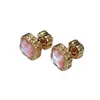 Pendientes de Trébol de Cuatro Hojas de Nácar Rosa Natural Moda Exquisita Micro-pavimentados con Circonita Tapones para Orejas de Gama Alta Originales Pendientes Retro Accesibles