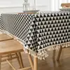 Mantel Tejido de Algodón y Lino Estilo Japonés Ins Tapete para Escritorio de Estudiante Rectangular Tapete para Mesa de Comedor Borla Mesa de Café a Prueba de Polvo Venta al por Mayor