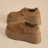 Tênis Birkenstock da moda com sola grossa para mulheres, novo modelo outono 2026, que aumenta a altura, mocassins casuais de cobertura total, sapatos femininos da moda