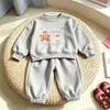 Conjunto de Primavera Otoño para Niños Lindo Dibujo Animado Sudadera con Capucha Cuello Redondo Pantalones de Chándal Moderno Casual Niños Niñas Bebé Conjunto de Dos Piezas