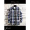 Camisa xadrez masculina, de manga comprida, primavera e outono 2026, novo estilo coreano, moderna, estilosa, camisa masculina casual