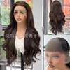 Peluca 13*4 peluca con frente de encaje dorado claro onda grande cabello largo rizado mujeres pelucas de encaje con gorra completa